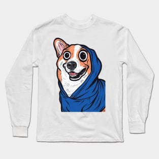 Corgi Blue Hoodie Long Sleeve T-Shirt